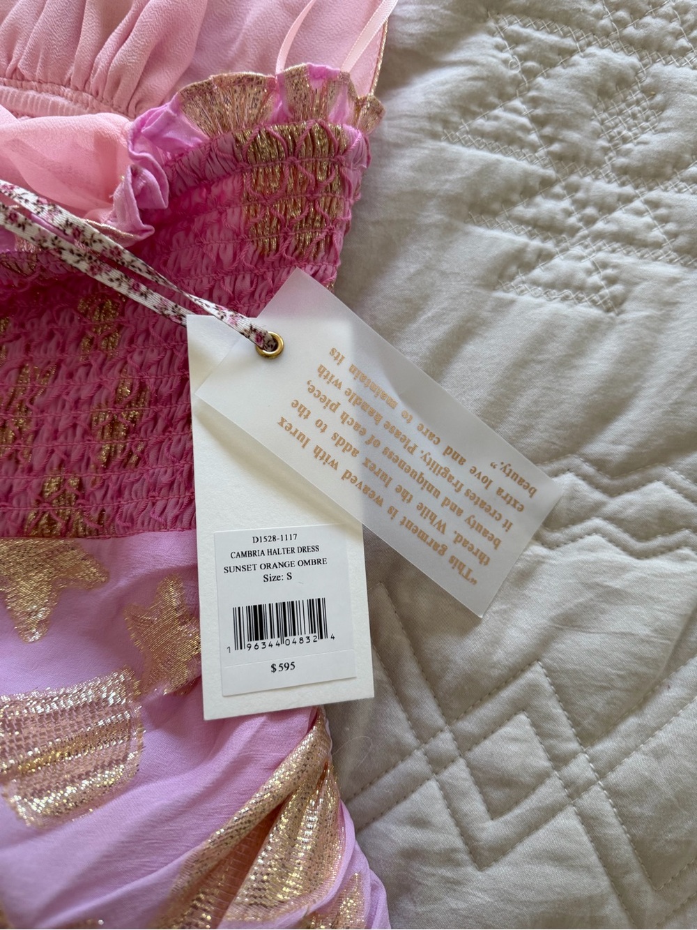 LoveShackFancy Pink & Lavender Sparkle Heart Halter Mini Dress Size Small - Picture 4 of 8